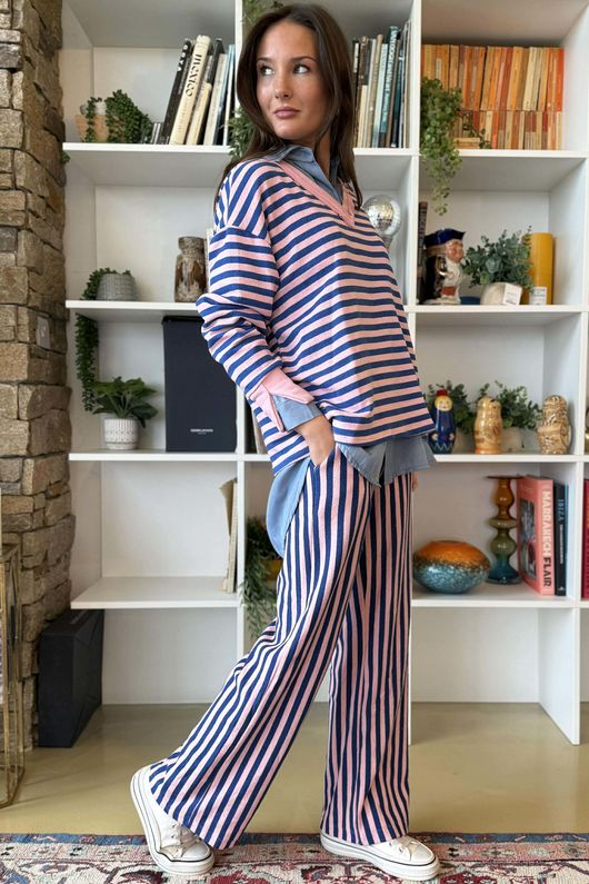 Shoreditch Classic V Sweat Navy & Sweetpea